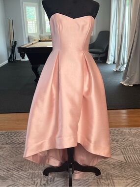 Parker Strapless Blush Pink High-Low Satin Dress
